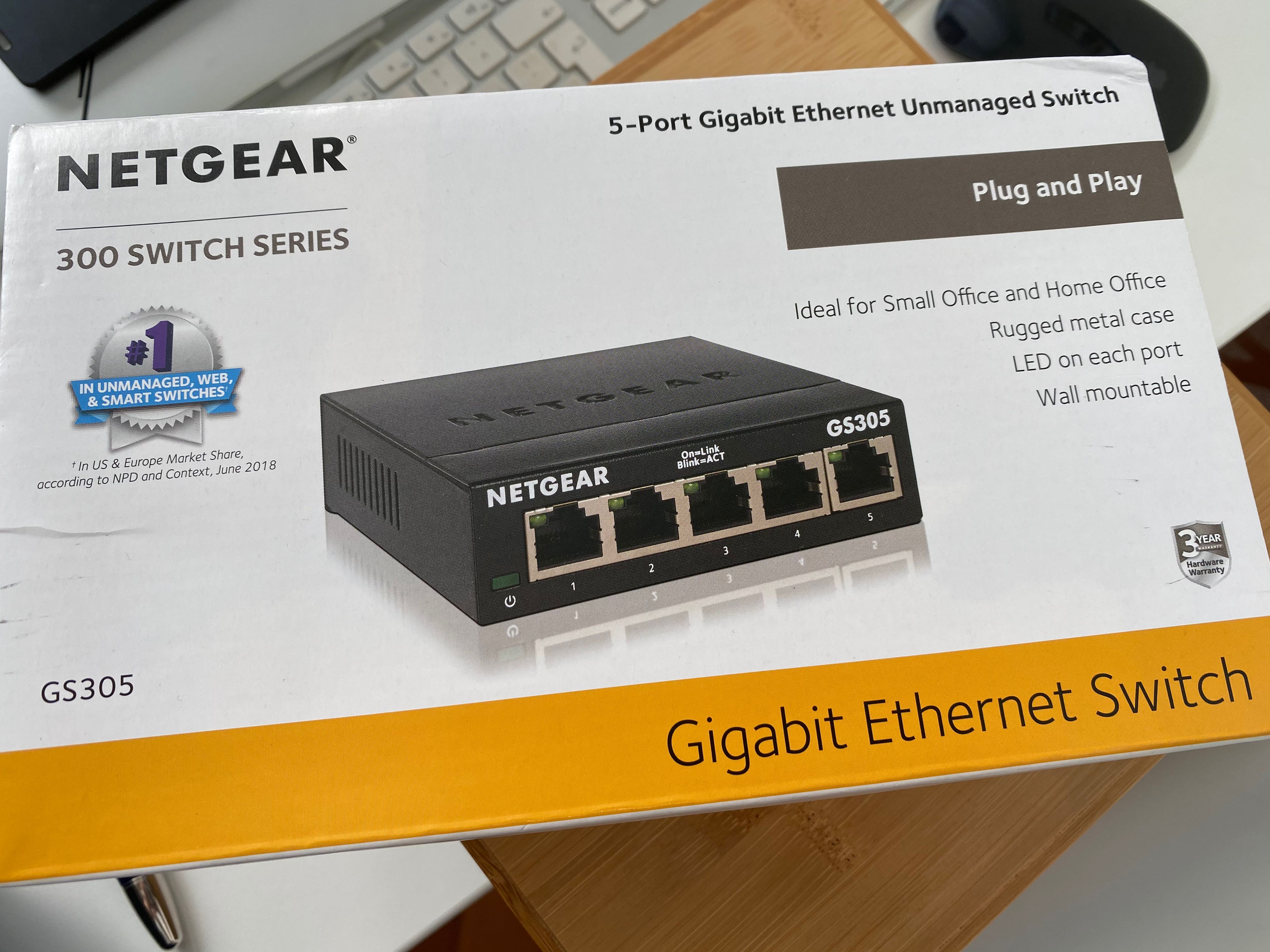 Netgear 5-Port Switch GS305v3 incl warranty, 電腦＆科技, 電腦周邊 