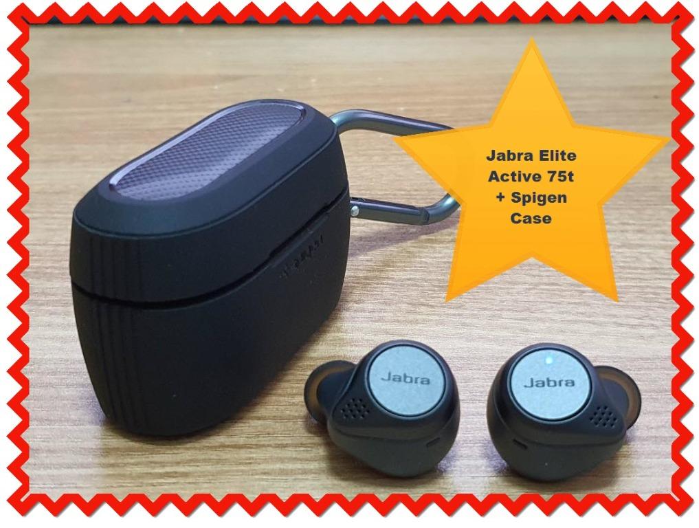 New with Box Jabra Elite Active 75t Spigen Rugged Cover