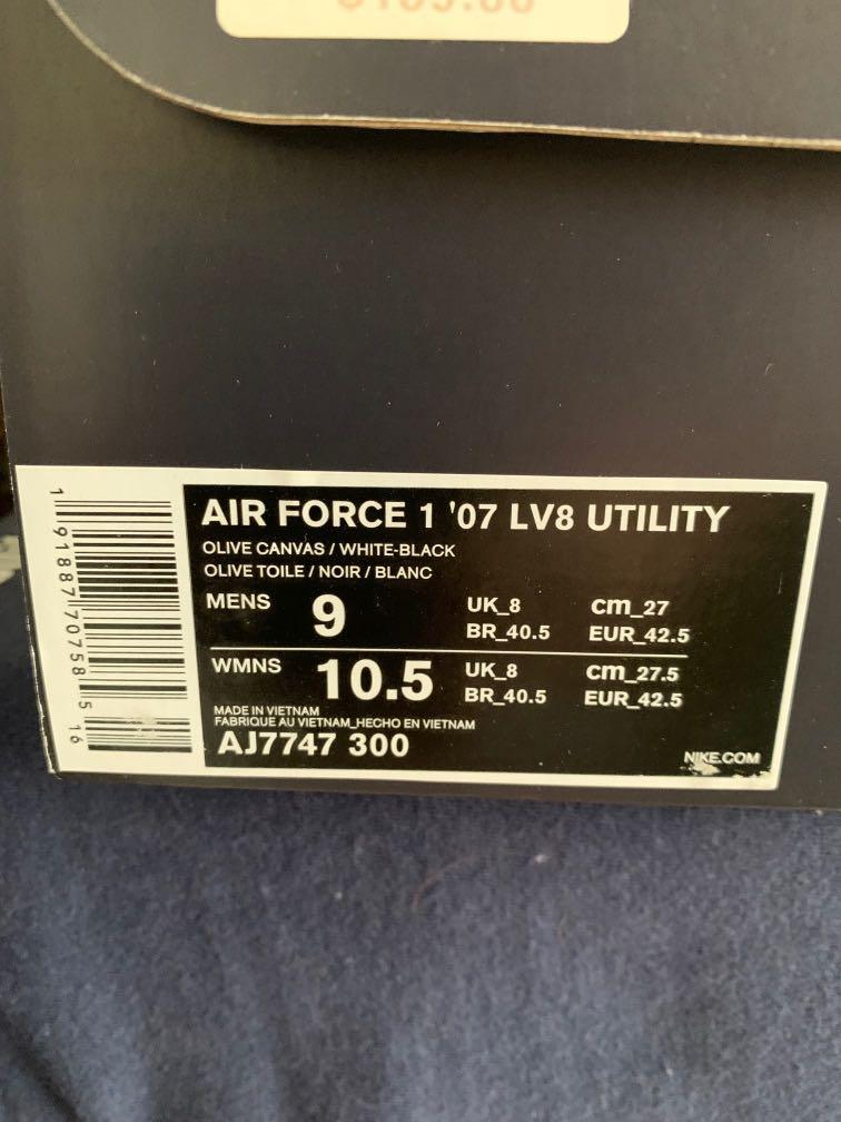 Nike Air Force 1 '07 LV8 Utility Olive Canvas/White-Black - AJ7747-300