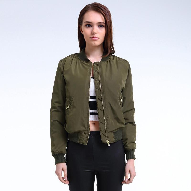 Olive Green Bomber Jacket, Women's Fashion, Coats, Jackets and