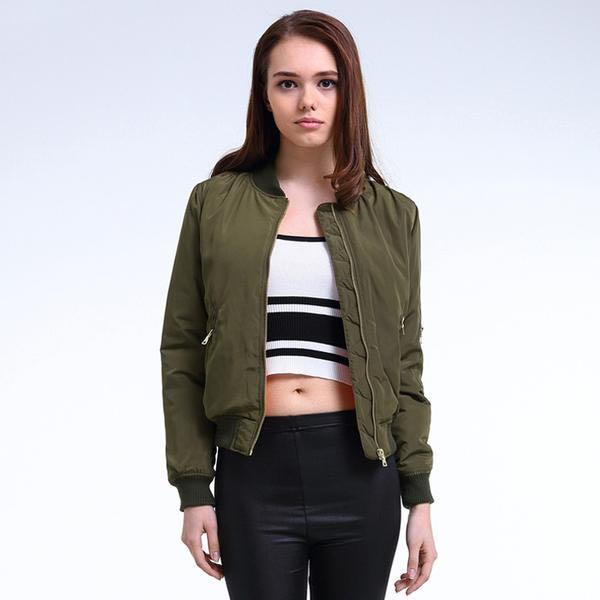 Olive Green Bomber Jacket, Women's Fashion, Coats, Jackets and ...