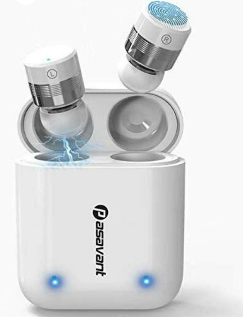 Pasavant Wireless Earbuds Updated Bluetooth 5.0 TWS Wireless Earphones Auto Pairing Bluetooth Headphones Small Earphones w Built in Mic with Charging