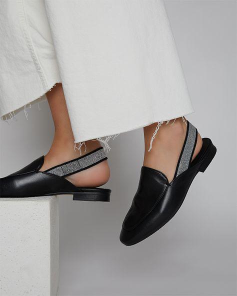 womens black loafer mules