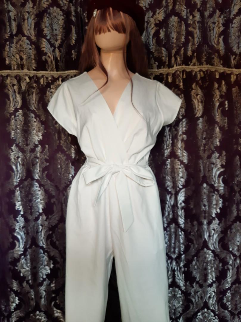 Plain white jumpsuit