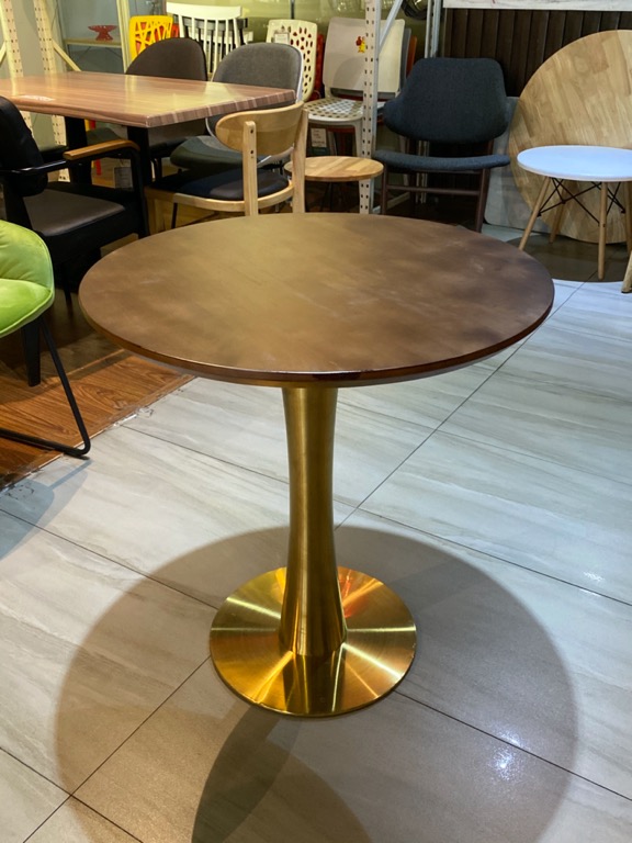 Restaurant Dining table in Brushed Gold Stainless base, Furniture