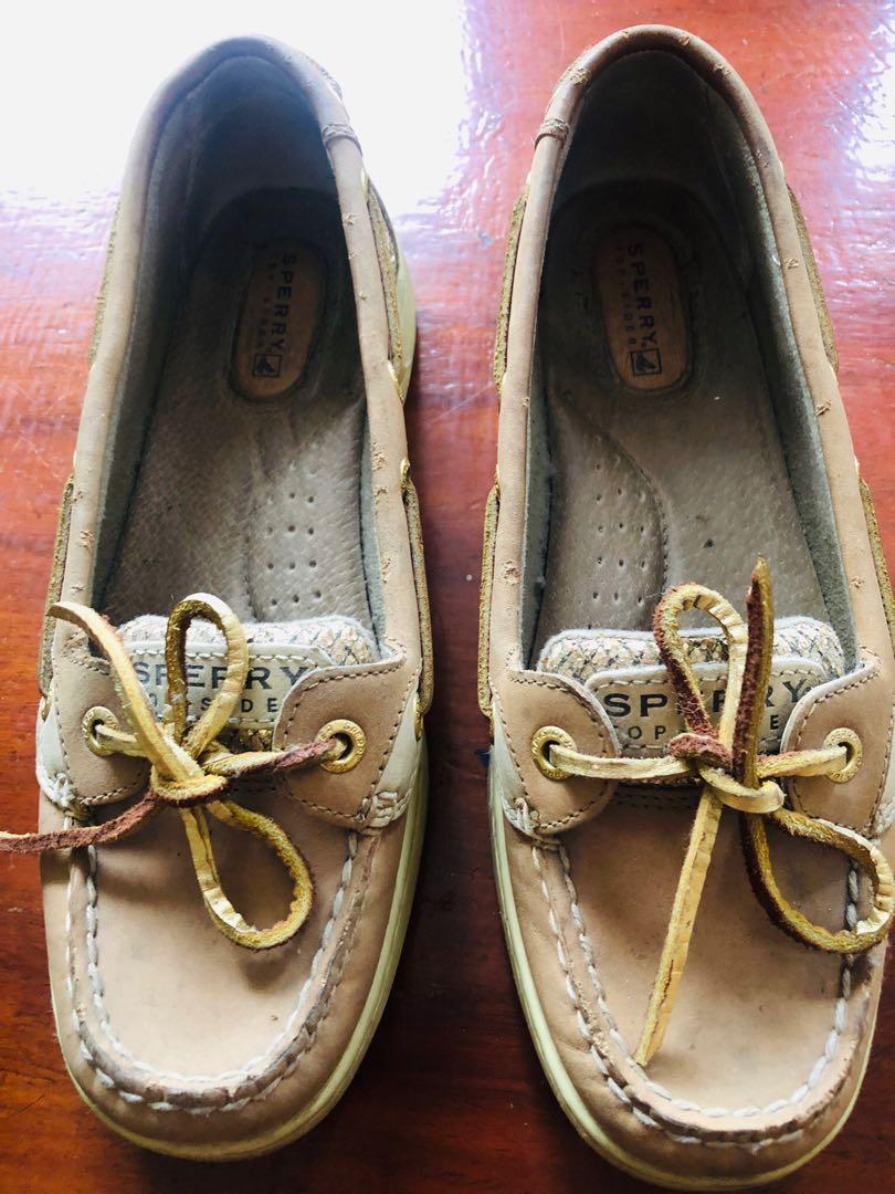 7.5 Sperry Womens Angelfish Boat Shoes Cordovan Embossed Anchor
