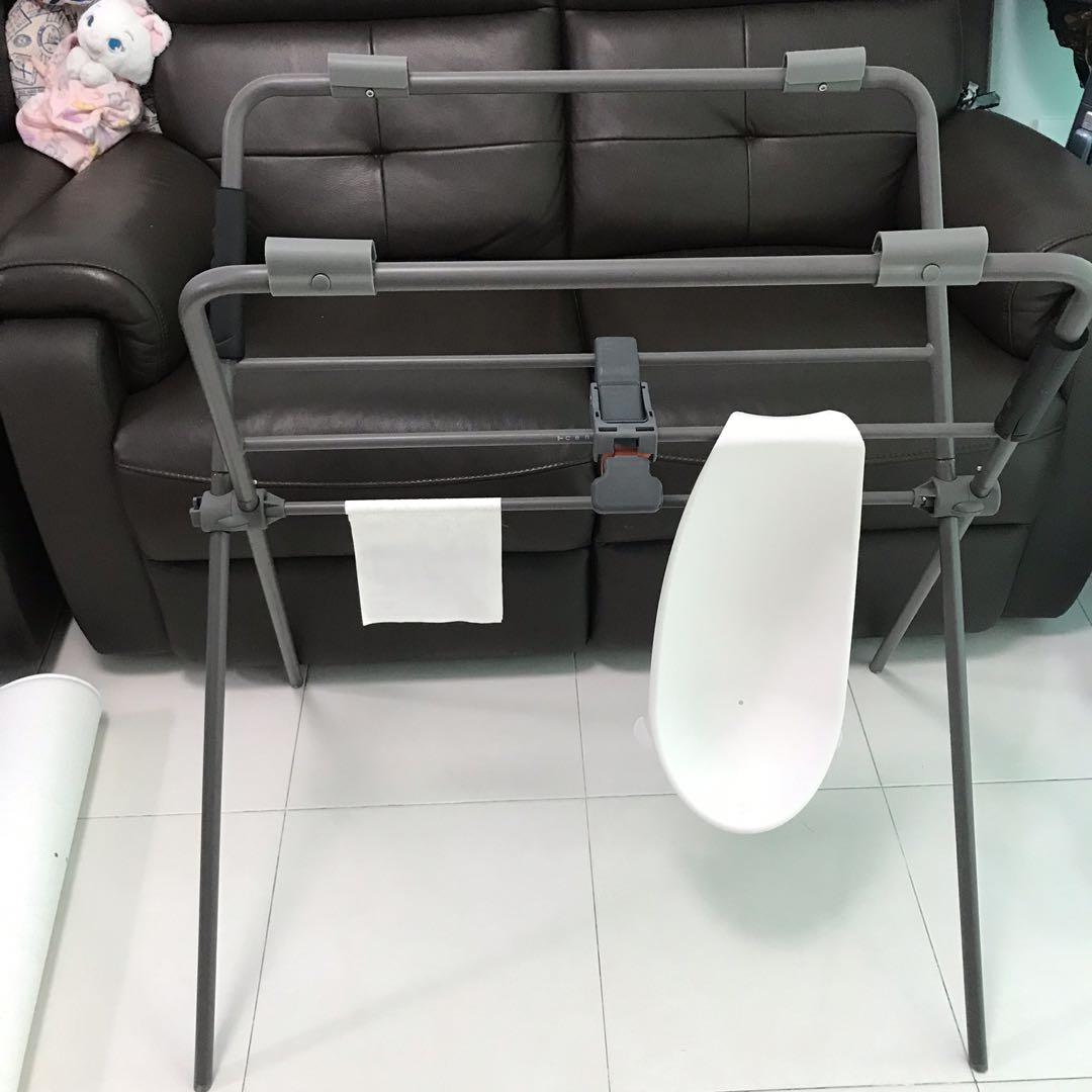 stokke flexi bath stand with newborn support babies kids bathing changing bathtub bath accessories on carousell