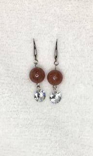 Strawberry Quartz & Sparkling Crystal in 925 Silver Plated Hook Earrings