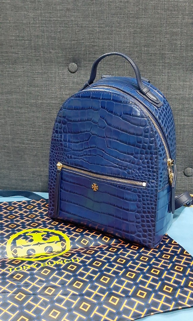 Tory Burch Croc-Embossed Backpack $495, Luxury, Bags & Wallets on Carousell