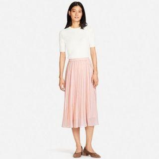 Uniqlo Blush Pink Pleated Midi Skirt Size 6/XS