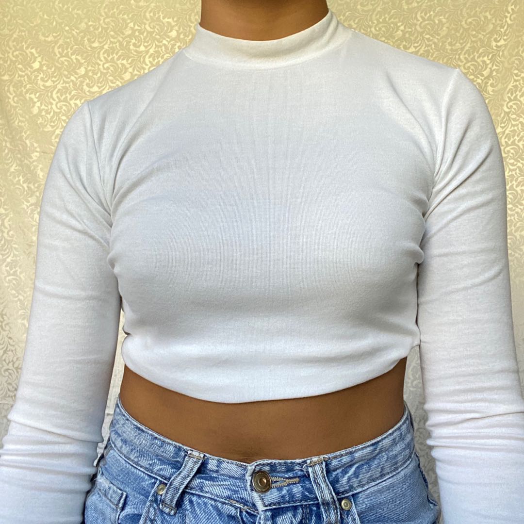 white tight long sleeve shirt