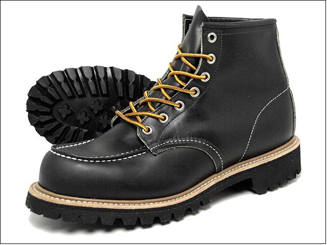Black red store wing work boots