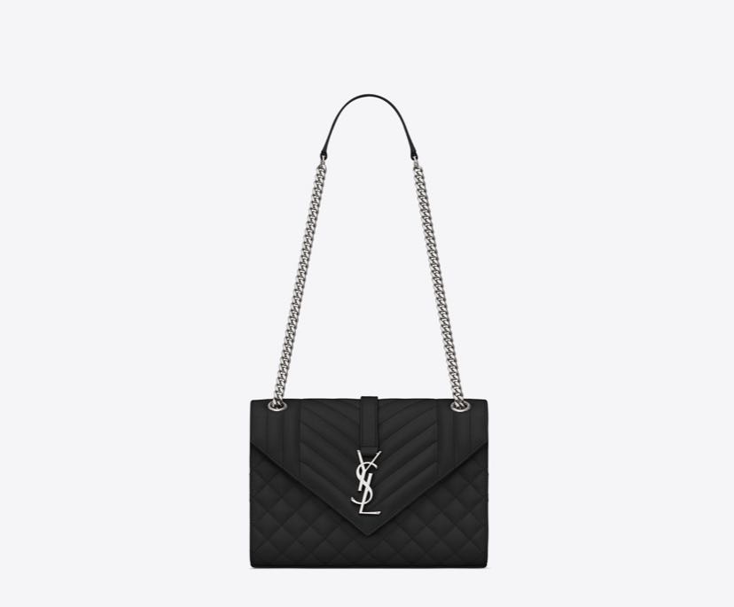 black and silver ysl bag