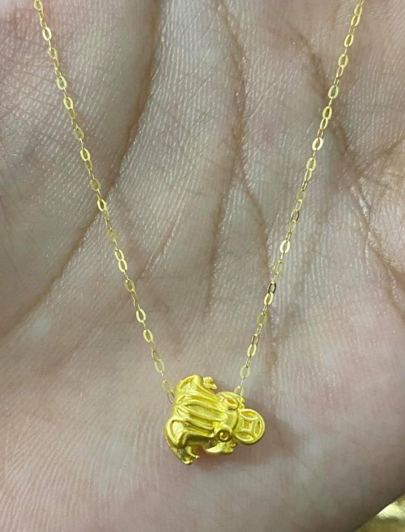 18k Saudi Gold Necklace With 24k Lucky Frog Pendant Women S Fashion Jewelry Necklaces On Carousell