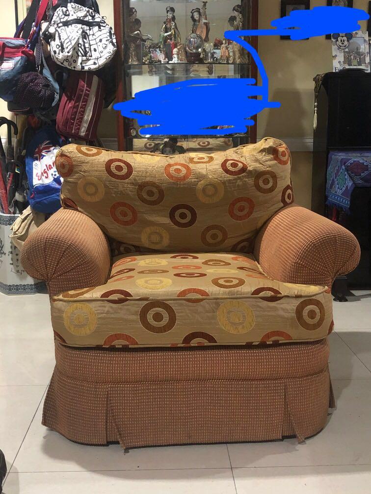 2 pcs. Single seater living room sofa (Category: Sofas) located in Cebu City. Submitted by isabelle915 (Listing ID 1023938943, Image 1). Description: Scotch guard water repellant class A upholstery fabric 9,500 for both pieces .