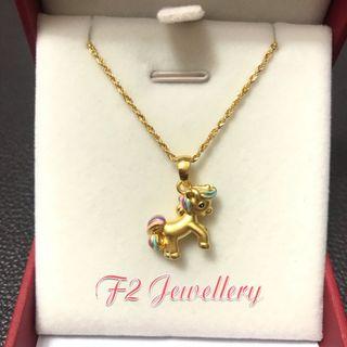 999 gold pendant with 18K gold chain 足金馬吊墜配18K麻繩鏈