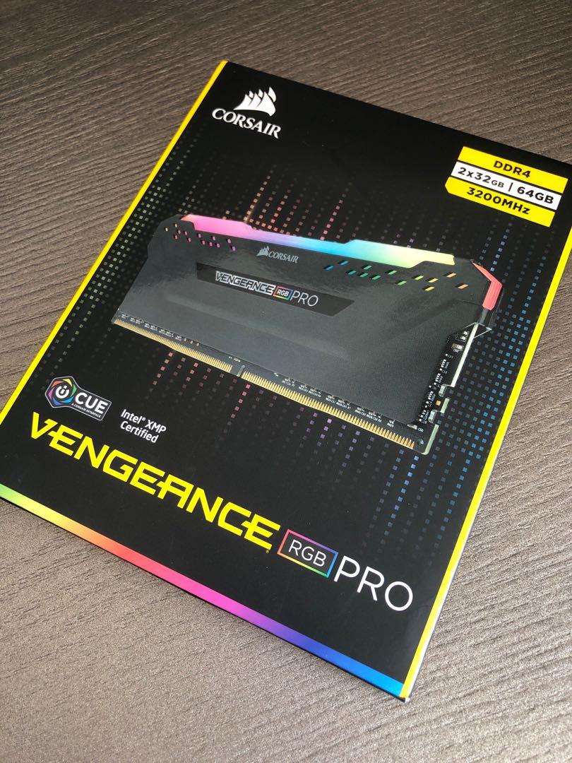 新品〕 Corsair Vengeance RGB Pro DDR4 64GB | 2x32GB 3200MHz, 電腦