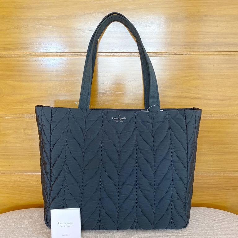 Authentic KATE SPADE Black Ellie Large Quilted Nylon Tote Laptop Bag WKRU5826