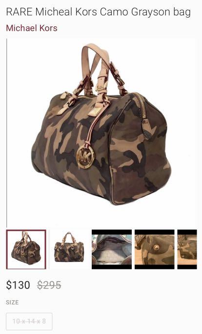 Michael Kors Grayson Camo Travel Duffle Bag Leather RARE