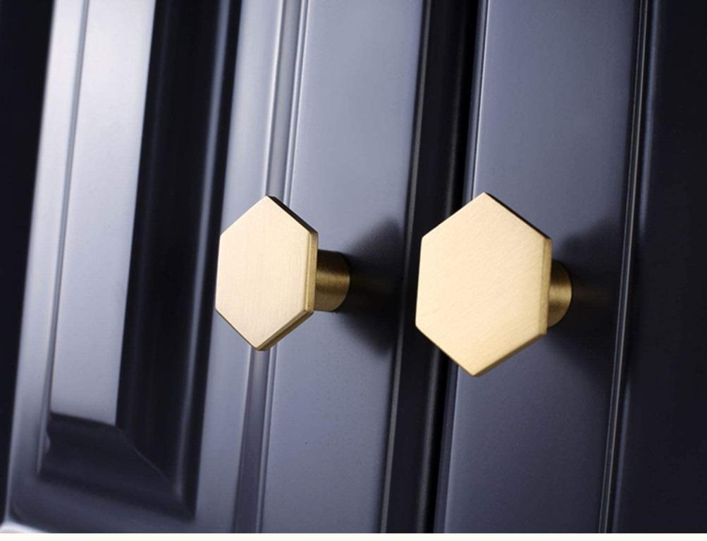 Bnib Ivailex 10pcs Gold Brass Drawer Knobs Copper Cabinet Handles For Home Furnitures 34mm Diameter Hexagon Furniture Others On Carousell