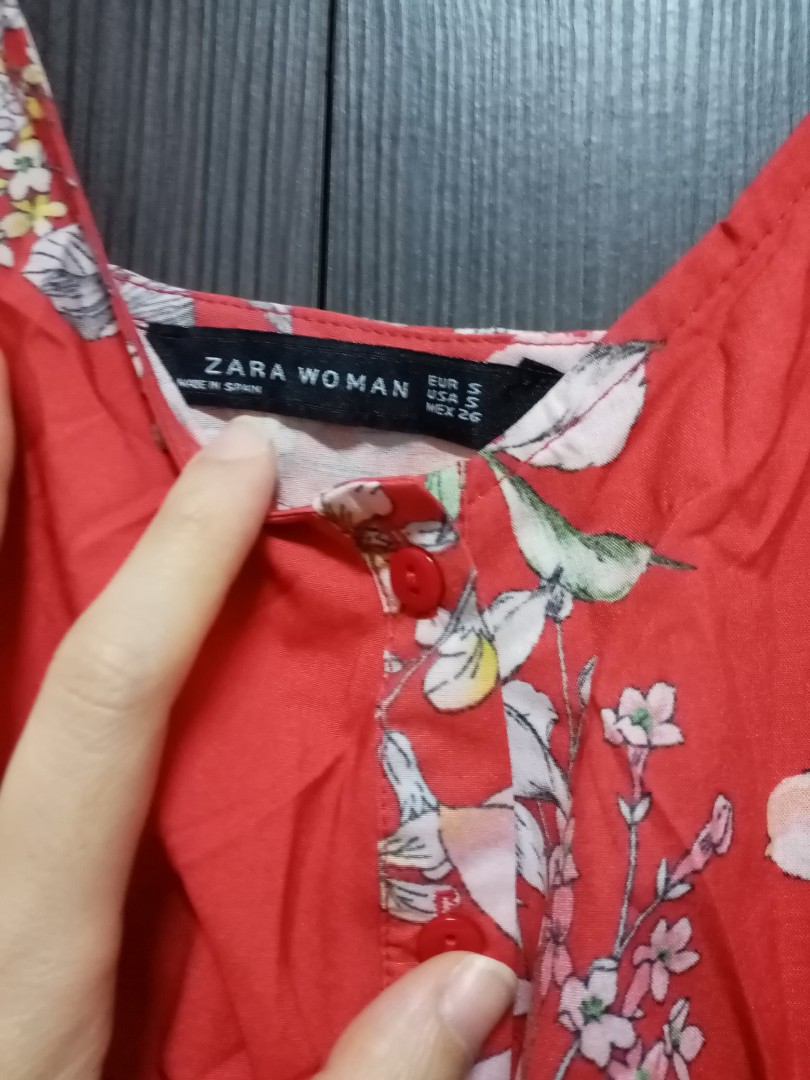 zara red floral dress
