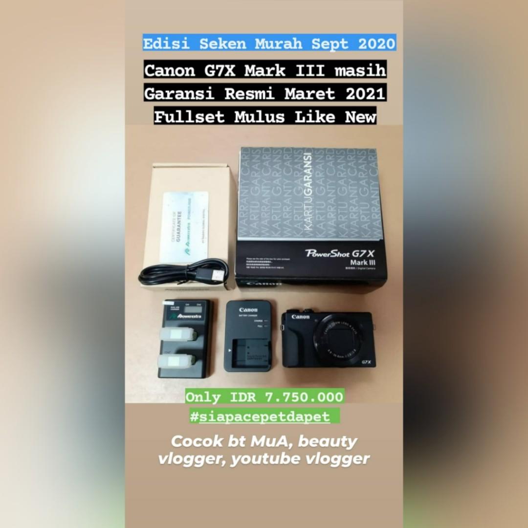 canon g7x mark iii seken mulus garansi maret 2021 fullset