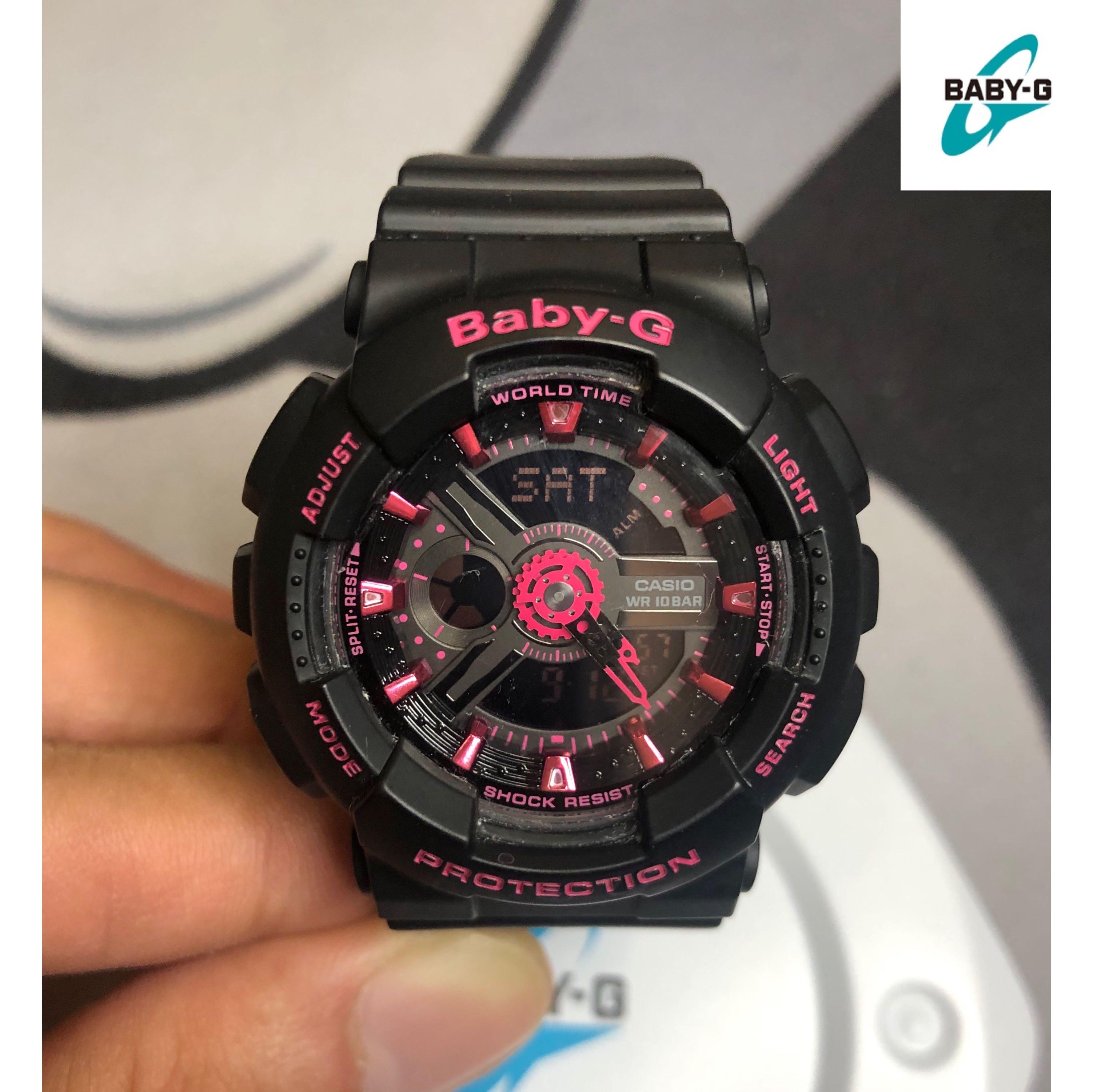 Casio BABY-G 消光黑 黑桃 BA-111-1AER 女錶 / 100% original / New battery 🔋/ 保證正品/  9成新 / 售價$4200