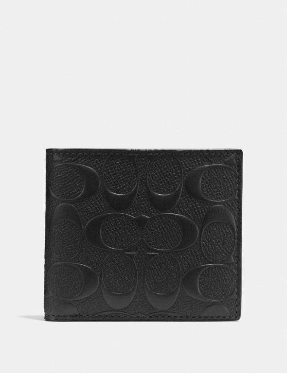 COACH Wallet In Signature Leather (F75363) BLACK, Men's Fashion