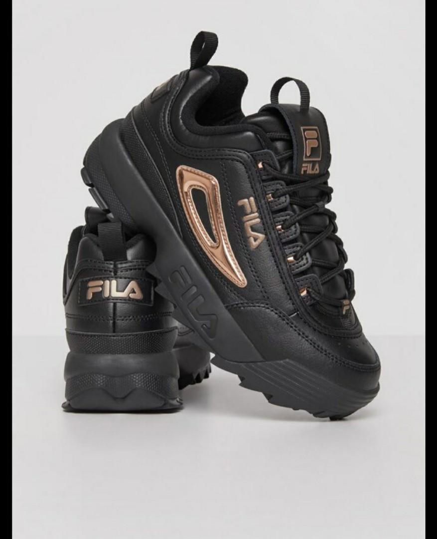 black and rose gold fila