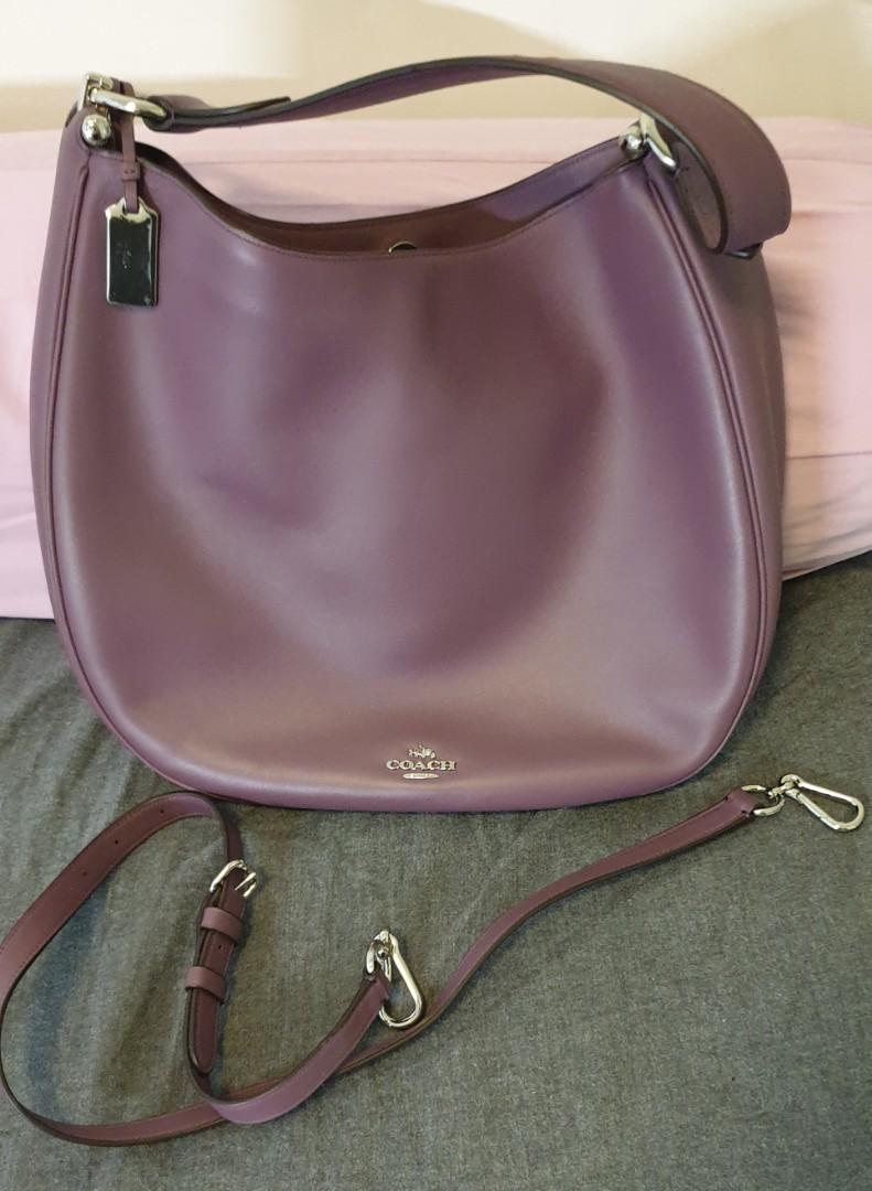 Flash sale. Coach leather shoulder/sling bag with detachable shoulder strap. Dark lilac colour ...