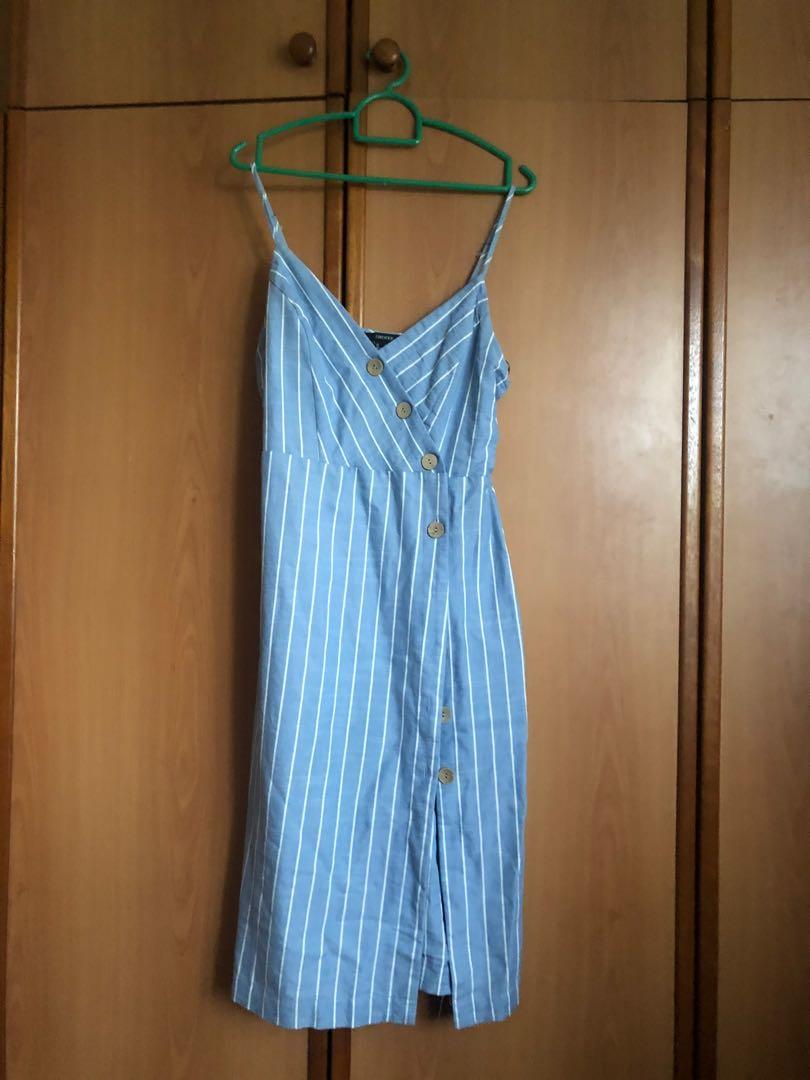 Forever 21 F21 Blue Stripe Maxi Dress Women S Fashion Clothes Dresses Skirts On Carousell