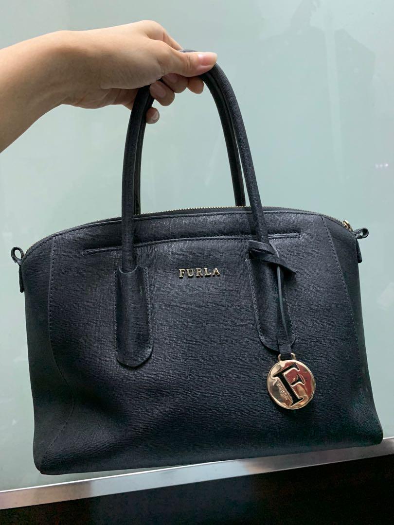 Furla tessa saffiano store leather satchel