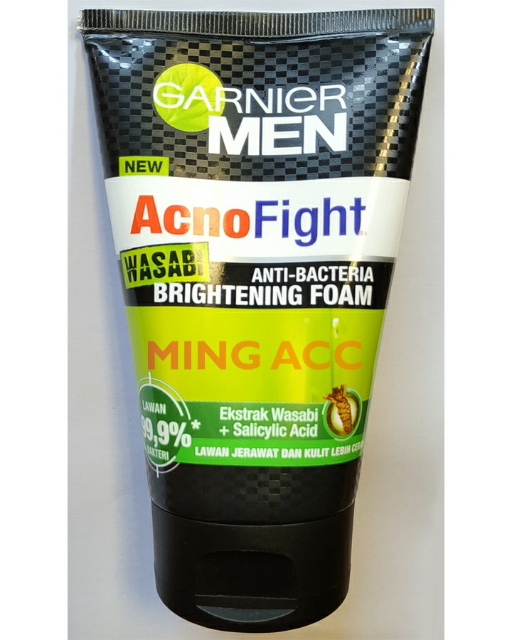 Garnier Men Acno Fight Wasabi Foam Face Wash Anti Acne Bacterial Sabun