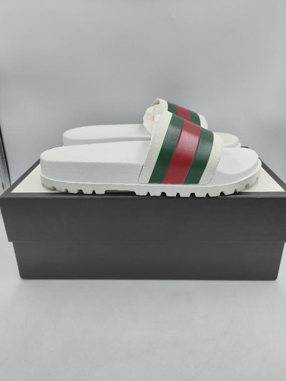 Gucci web slide sandal white store