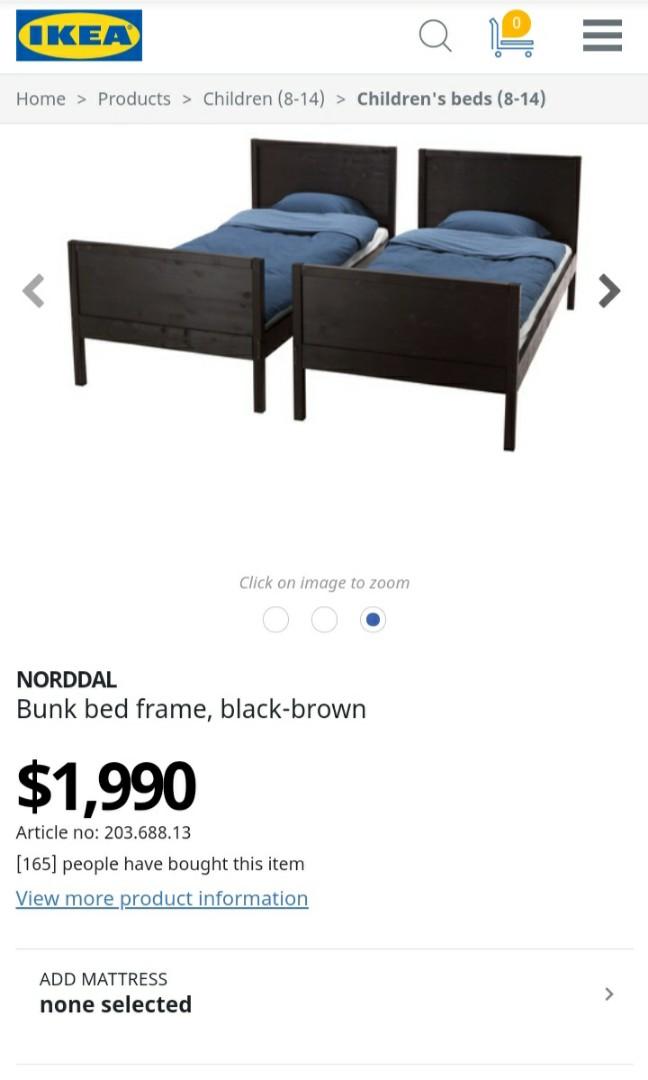 Ikea Bunk Bed Norddal 傢俬 家居 傢, Norddal Bunk Bed Frame Black Brown