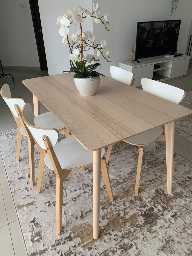 Ikea Dining Table With 4 Chairs Home Furniture Furniture On Carousell