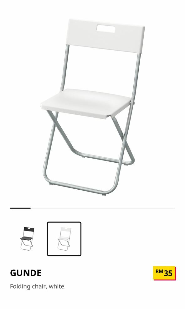 Ikea Gunde Folding Chair X3 Units Home Furniture Furniture On Carousell
