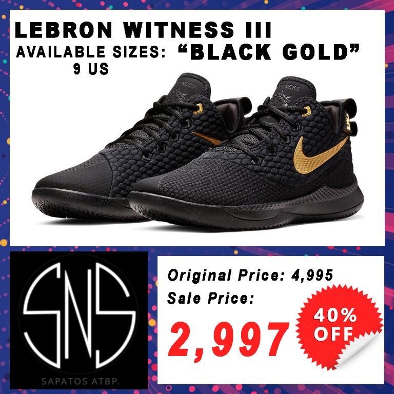 Lebron witness 3 gold and black hotsell