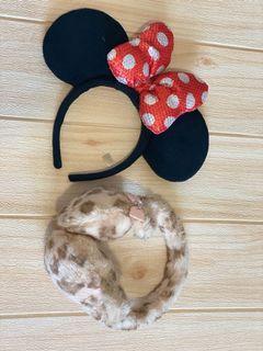 Bundle!!! Minnie Original  Minnie Mouse Headbands from Disney Resort Japan and Ear Warmer Made in Japan.