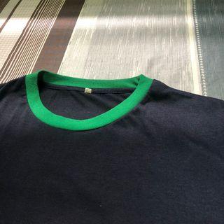 Navy Blue and Green Ringer Shirt