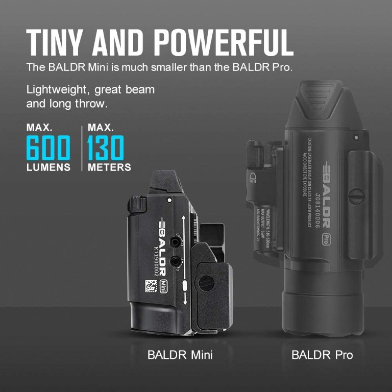 Olight Baldr Mini 600 Lumens Compact with Green Light and White LED