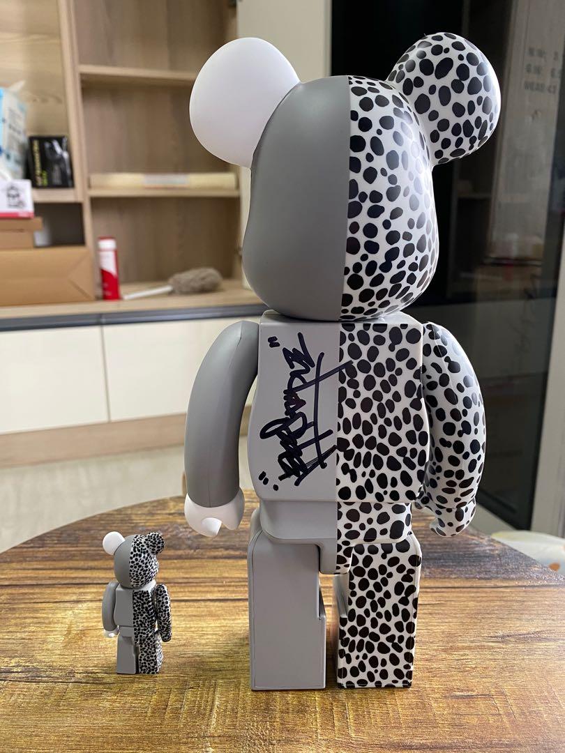 BE RBRICK x Atmos x Staple 100 400 Grey Signed by Staple Founder Jeff Ng