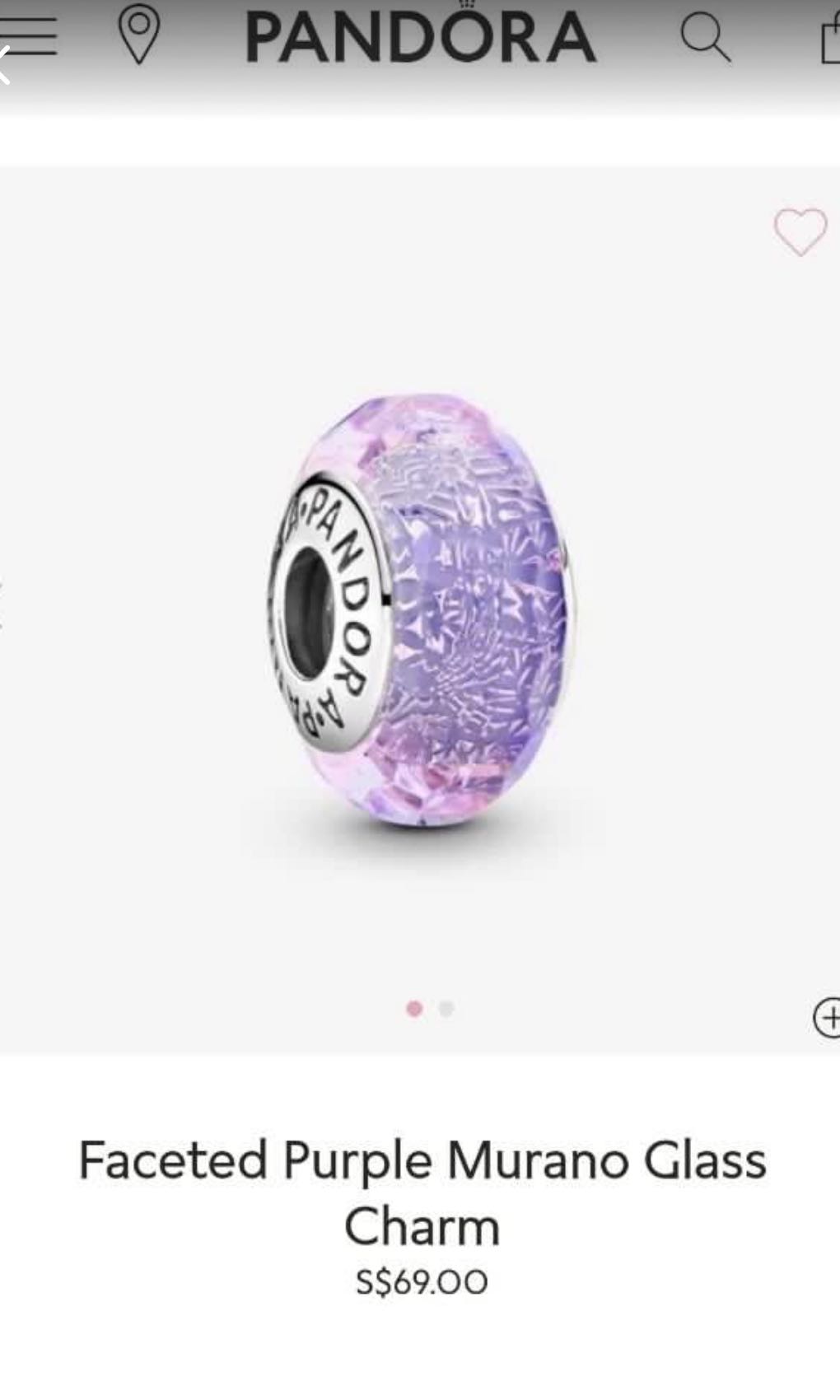 Pandora charms deals purple murano glass