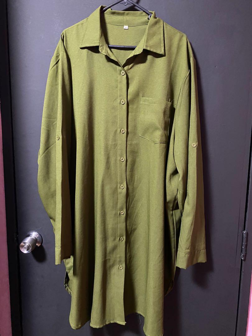 Plus size army green shirt clearance