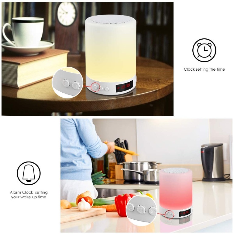 Portable Night Light with Wireless Bluetooth Speaker Touch Control Color LED