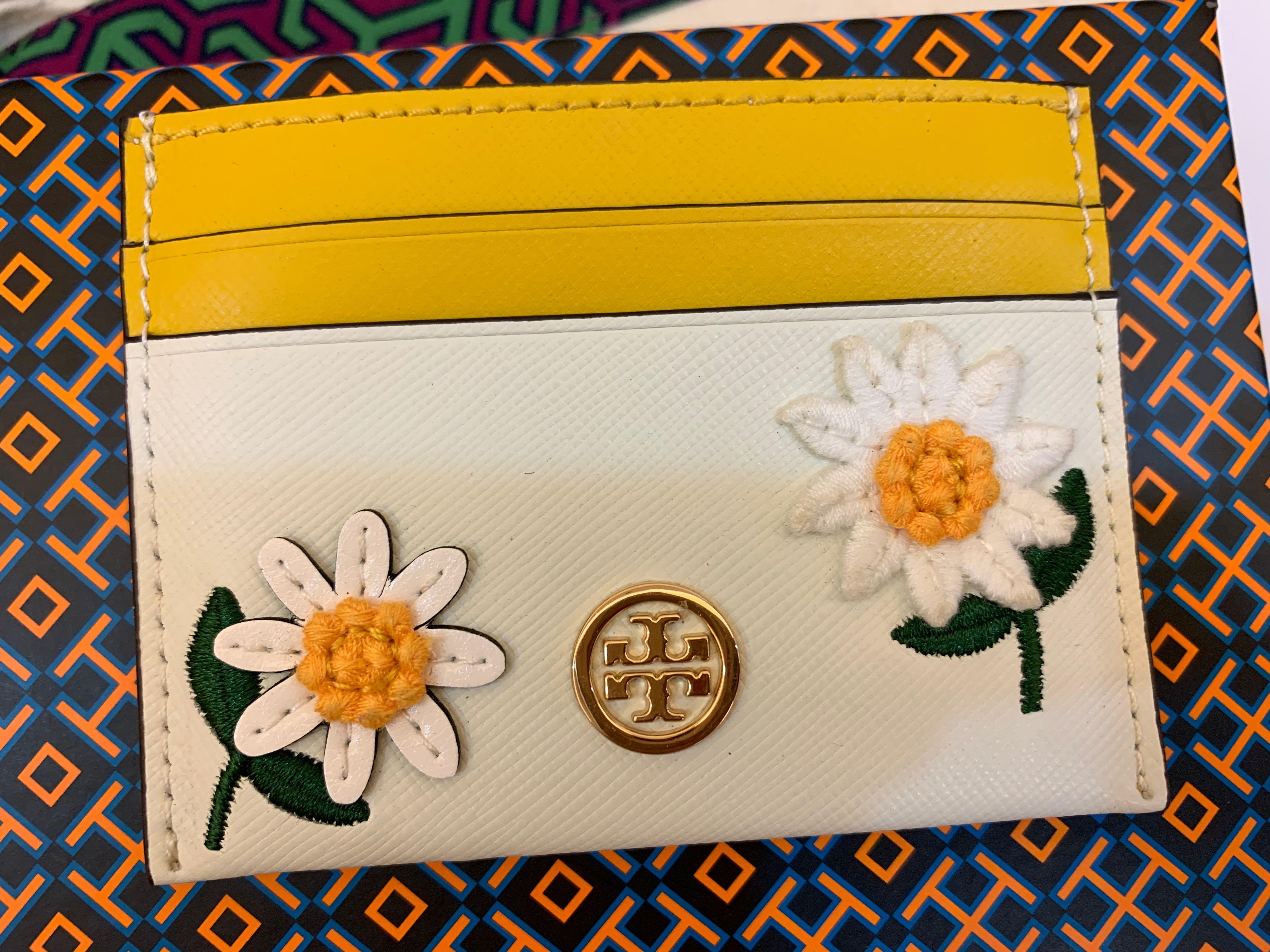 Ready Stock authentic Tory Burch Robinson embroidered card case