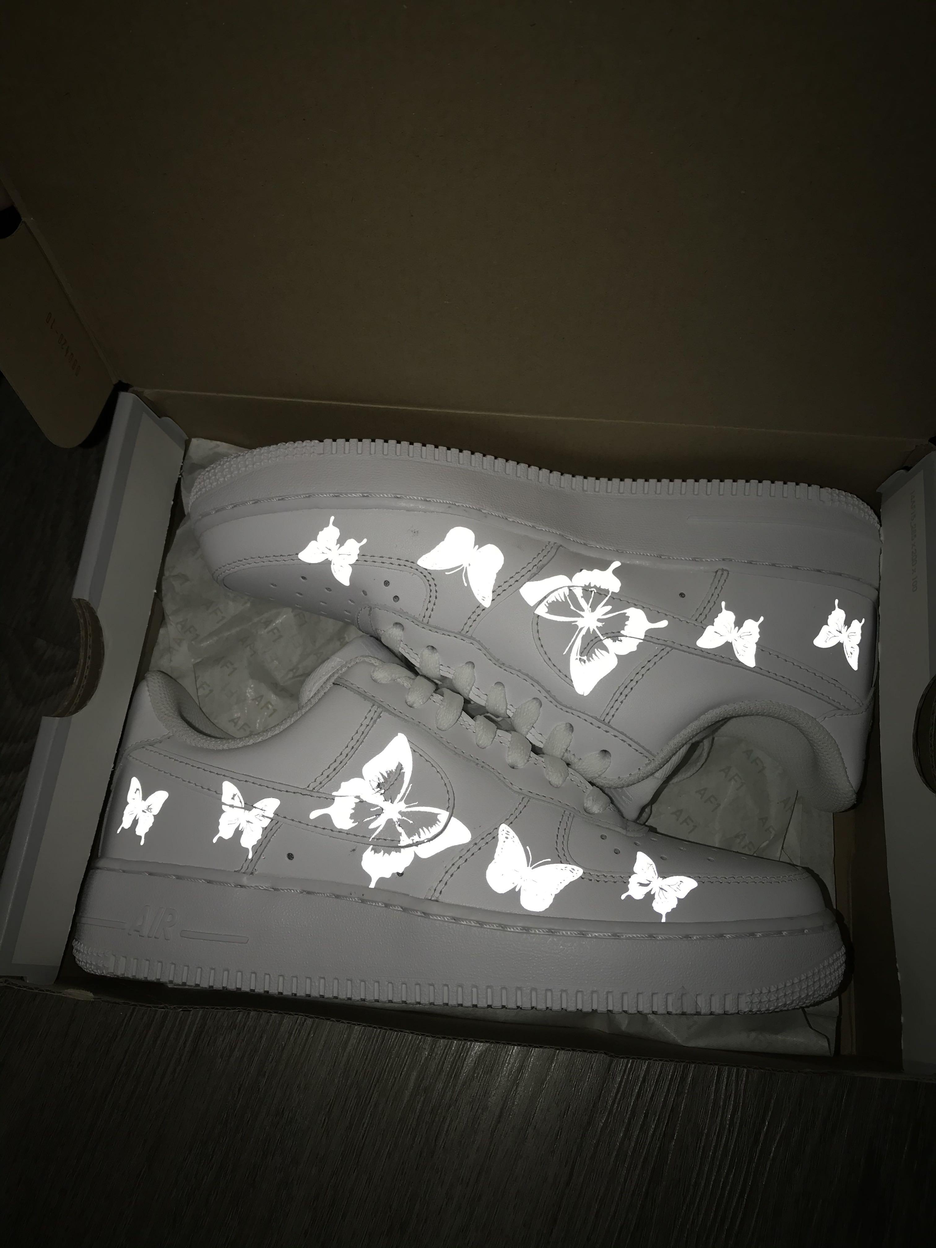 reflective butterfly air force ones