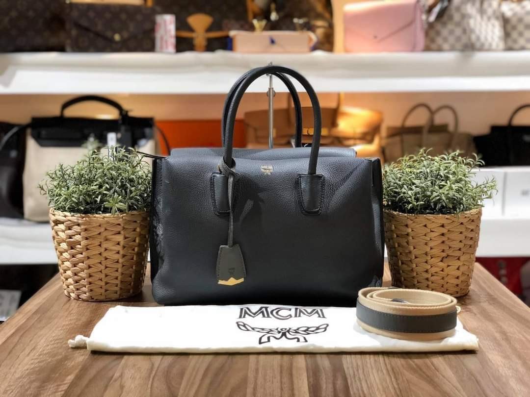 SALE 100 Authentic MCM Milla Tote Medium Phantom Grey Bag