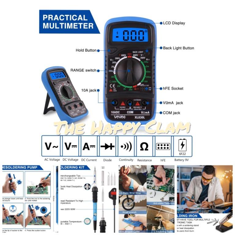 wowgo 60w Electric Welding Tin with 5 Tips Soldering Iron Kit 24 pieces Temp 
