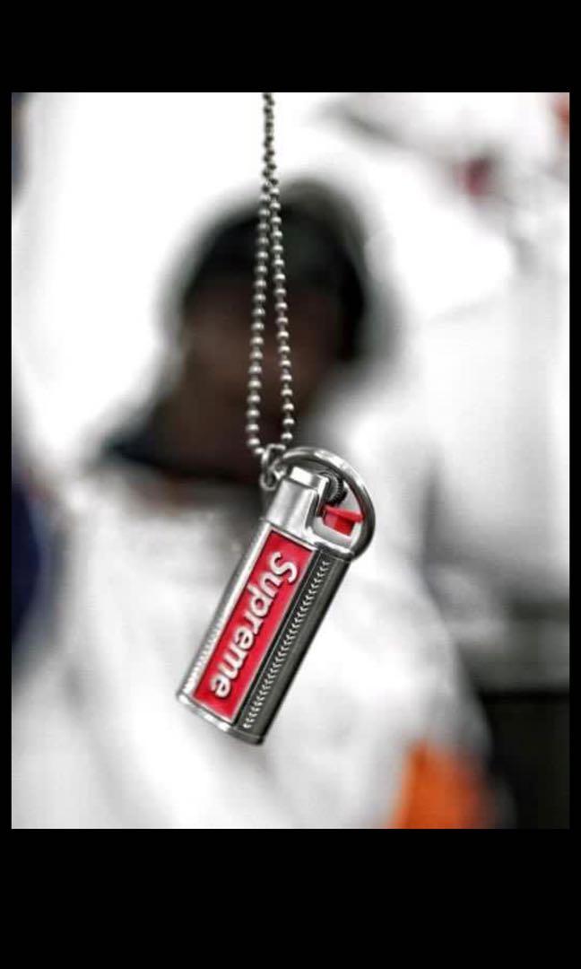 SUPREME METAL LIGHTER HOLSTER CASE BOX LOGO NECKLACE KEYCHAIN